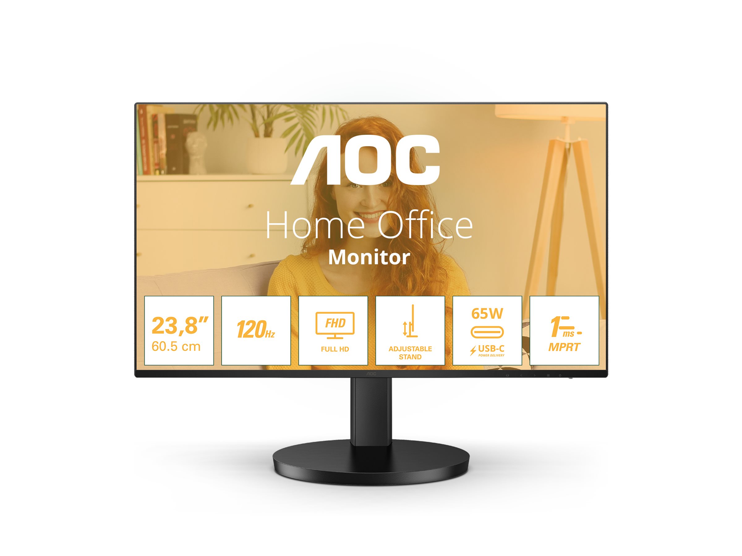 24" AOC Basic-line 24B3CF2 - 1920x1080 (FHD) - 100Hz - IPS - 65W USB-C