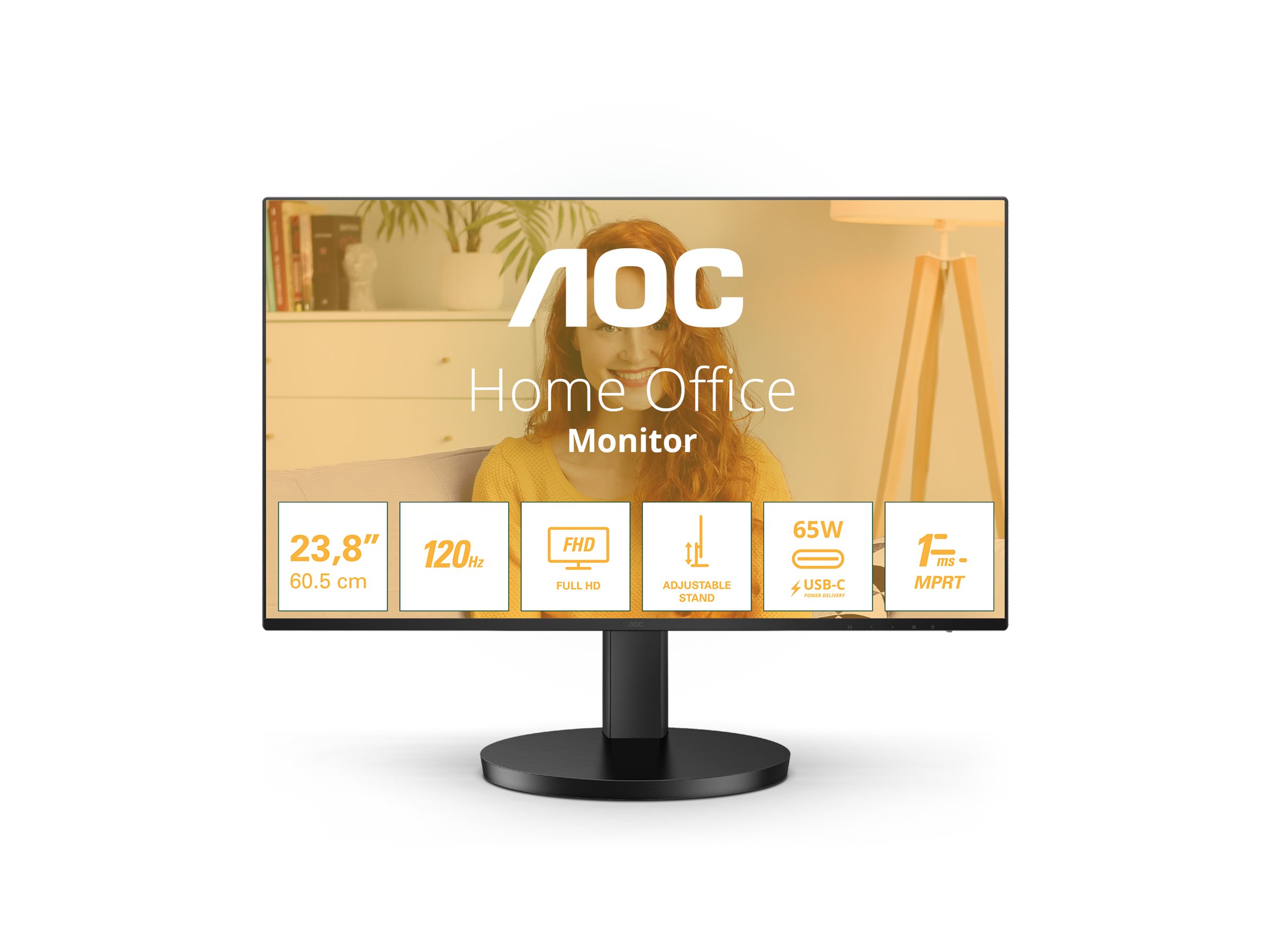 24" AOC Basic-line 24B3CF2 - 1920x1080 (FHD) - 100Hz - IPS - 65W USB-C