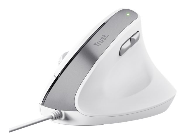 Ergonomisk mus Trust Bayo II, kablet, højrehånd, 2.400 DPI, hvid