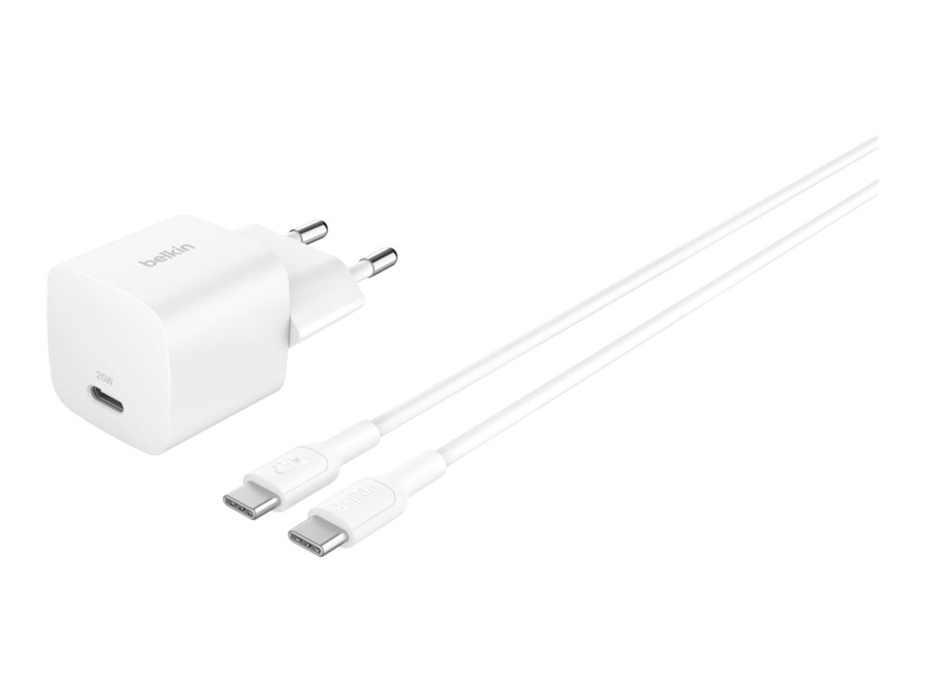 Belkin BoostCharge power adapter - PPS technology - 24 pin USB-C - 25 Watt - with USB-C cable (1m)