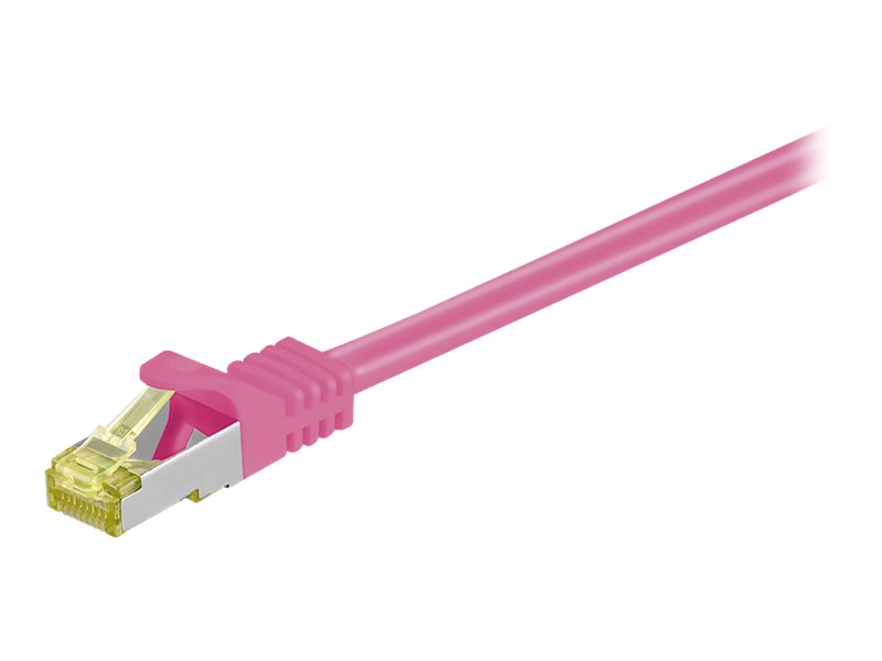 Goobay RJ45 netværkskabel S/FTP (PiMF), 500 MHz, med CAT 7 råkabel, magenta, 15 m LSZH halogenfri kabelkappe, kobber, RJ45-hanstik (CAT 6A)