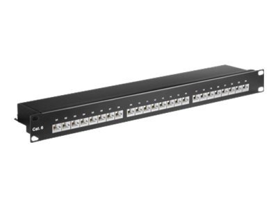 Pro CAT 6 19 inch (48.3 cm) Patch Panel 24 Port blac - Sort - 0.4m