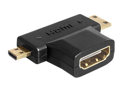 DeLOCK HDMI adapter, 19-pin hun til Mini-HDMI/Micro-HDMI, sort