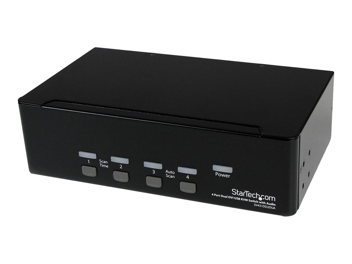 StarTech.com 4-Port Dual KVM Switch with Audio for DVI Computers - Built-in USB Hub (SV431DD2DUA) KVM / audio / USB switch