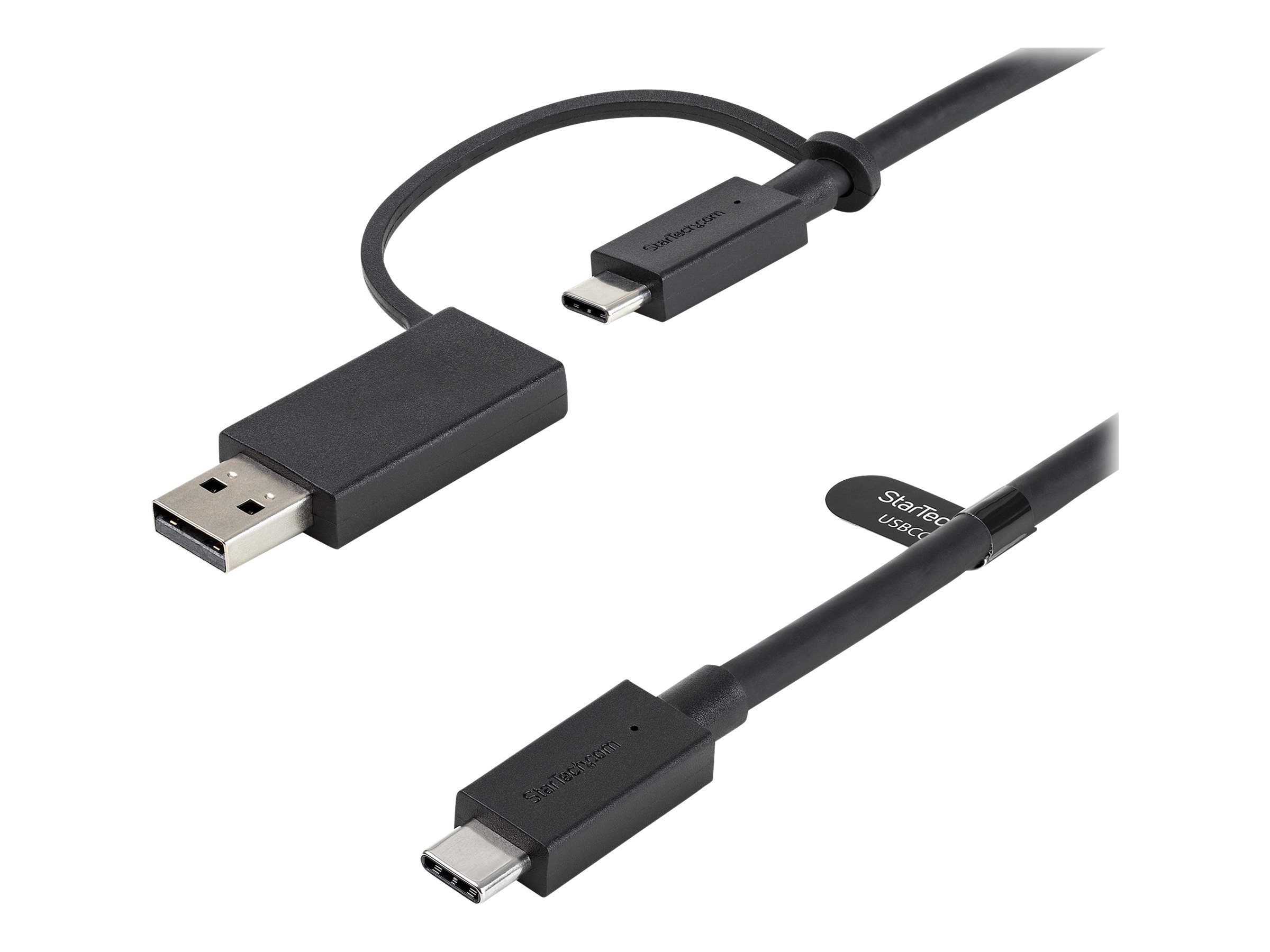 StarTech.com 3ft (1m) USB C Cable w/ USB-A Adapter Dongle, Hybrid 2-in-1 USB C Cable w/ USB-A | USB-C to USB-C (10Gbps/100W PD), USB-A to USB-C