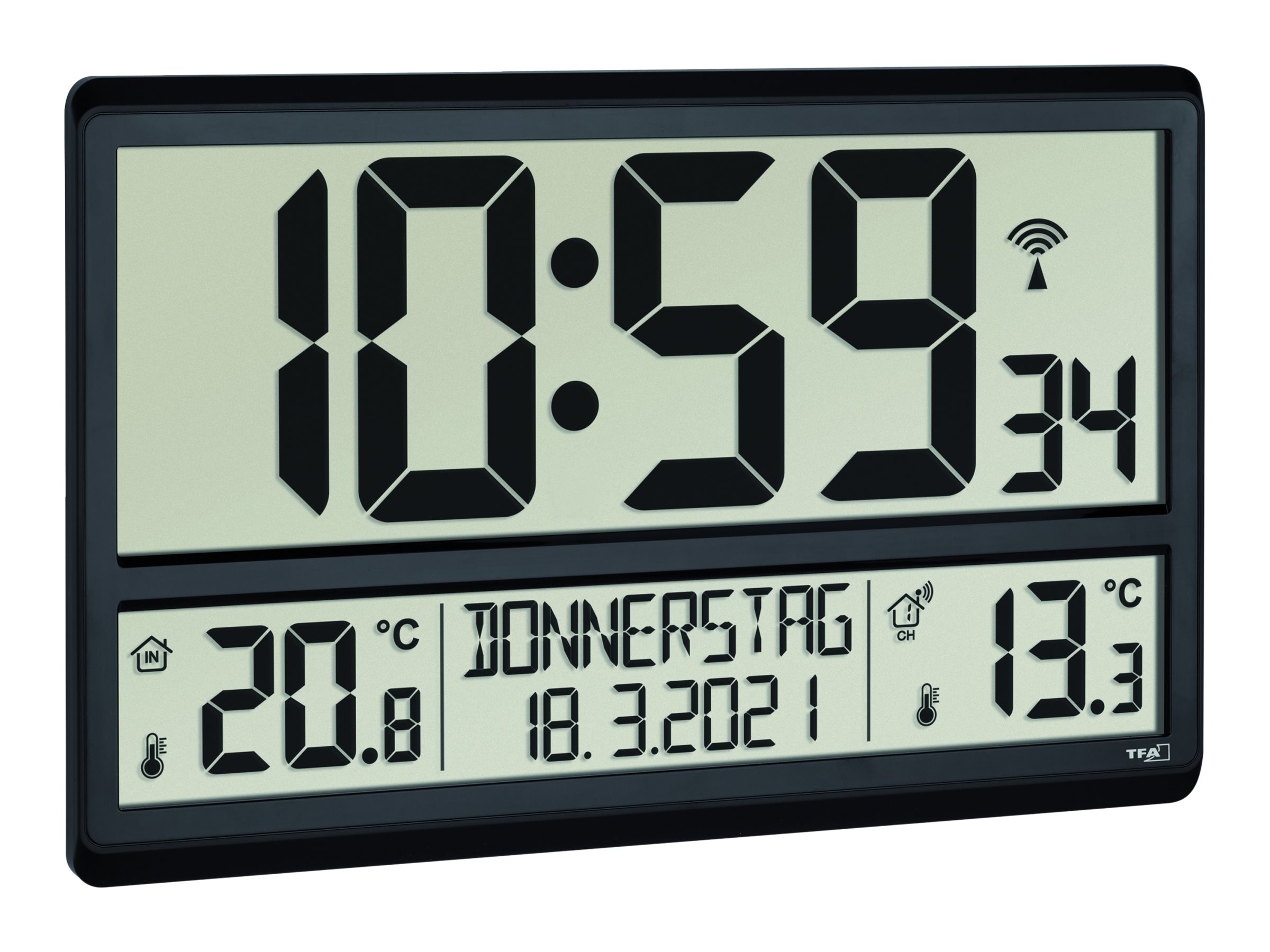 Digital XL radiokontrolleret ur med temperatur