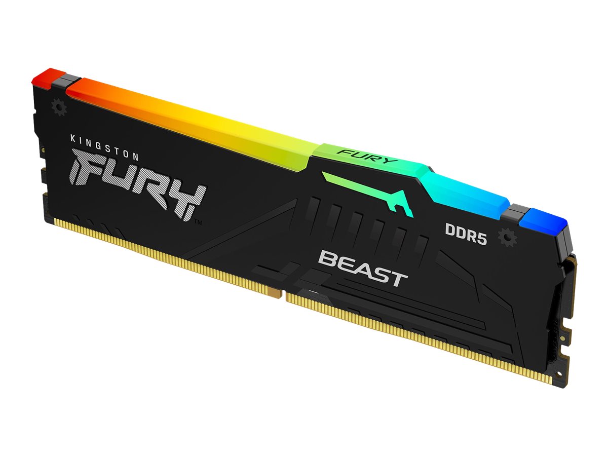 Kingston FURY Beast RGB DDR5-5600 - 64GB - CL40 - Quad Channel (4 pcs) - Intel XMP - Sort med RGB