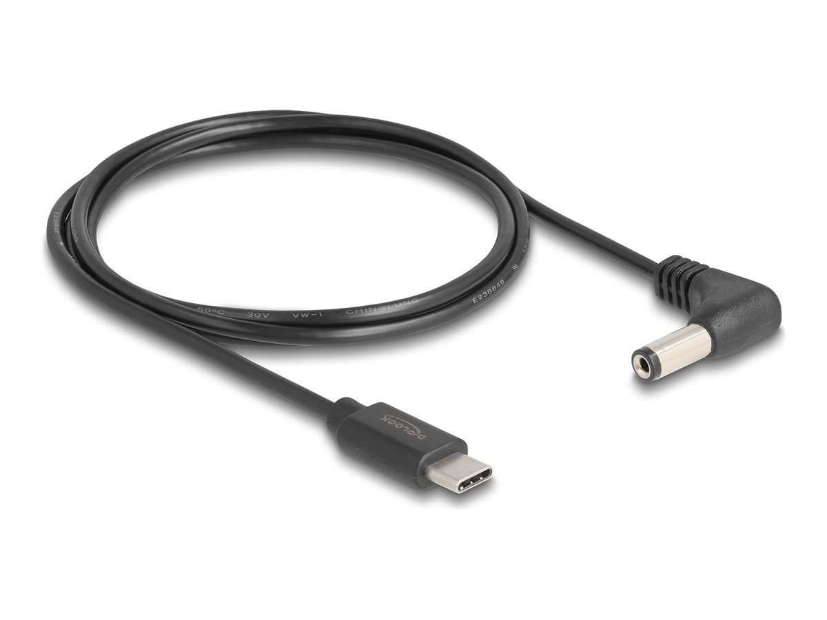 DeLOCK 24 pin USB-C (male) - Strøm DC jackstik 5,5 mm (ID: 2,1 mm) (male) Sort 1.5m Strømkabel
