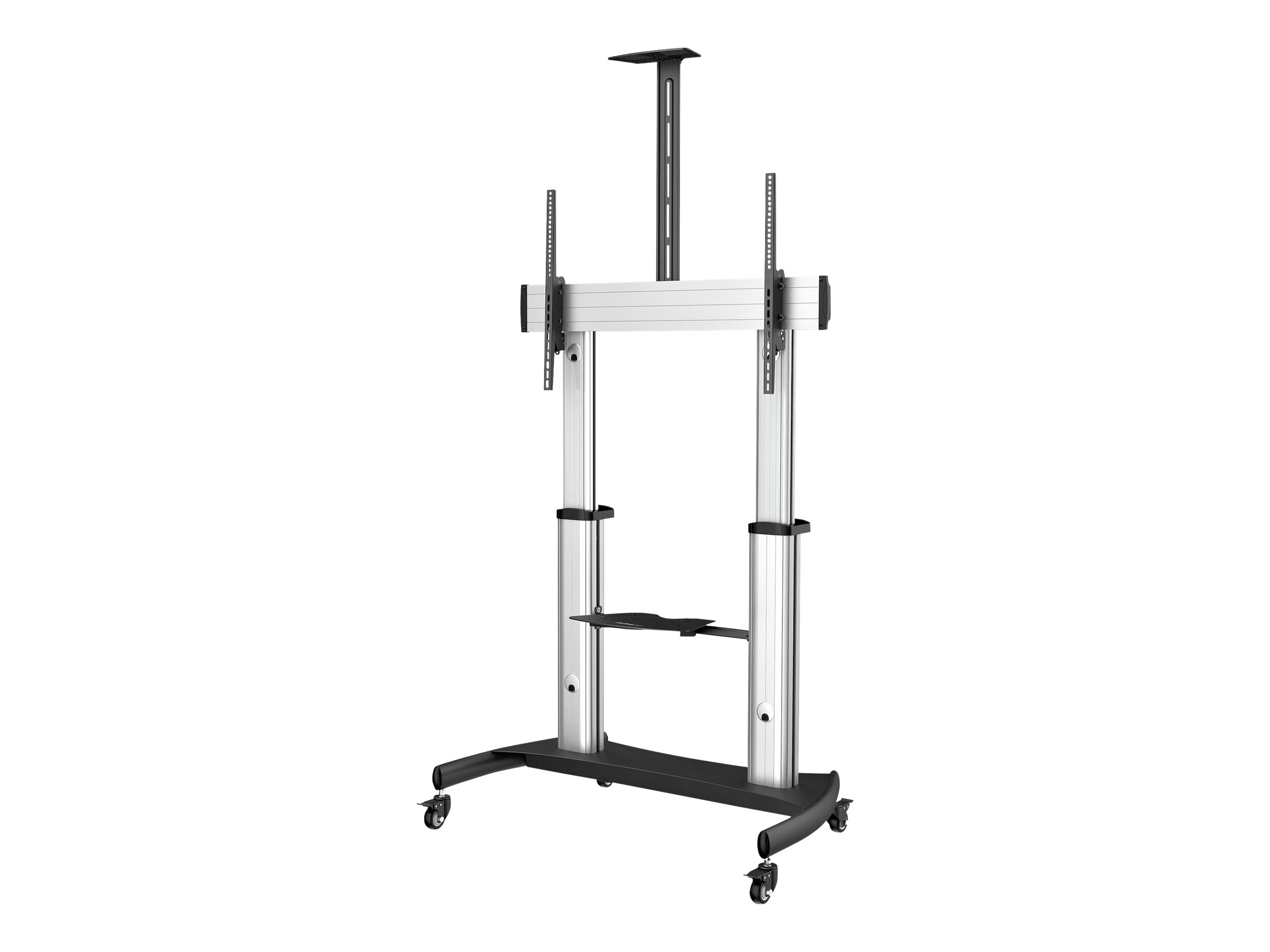 StarTech.com Mobile TV Stand, Heavy Duty TV Cart for 60-100" Display (100kg/220lb), Height Adjustable Rolling Flat Screen Floor Standing on Wheels,