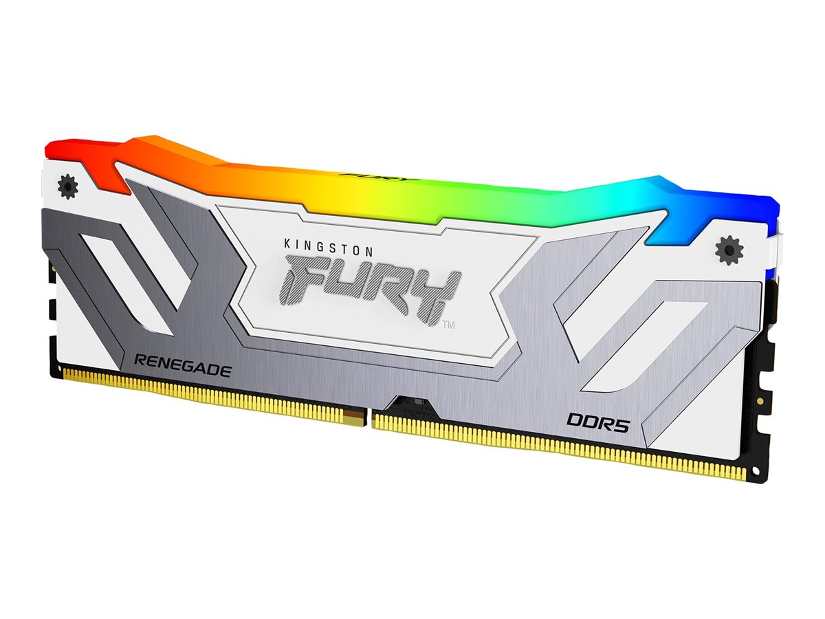 Kingston FURY Renegade RGB - DDR5 - modul - 24 GB - DIMM 288-PIN - 4200 MHz / PC5-67200 - CL40 - 1.45 V - ikke bufferet - on-die ECC - hvid og sølv