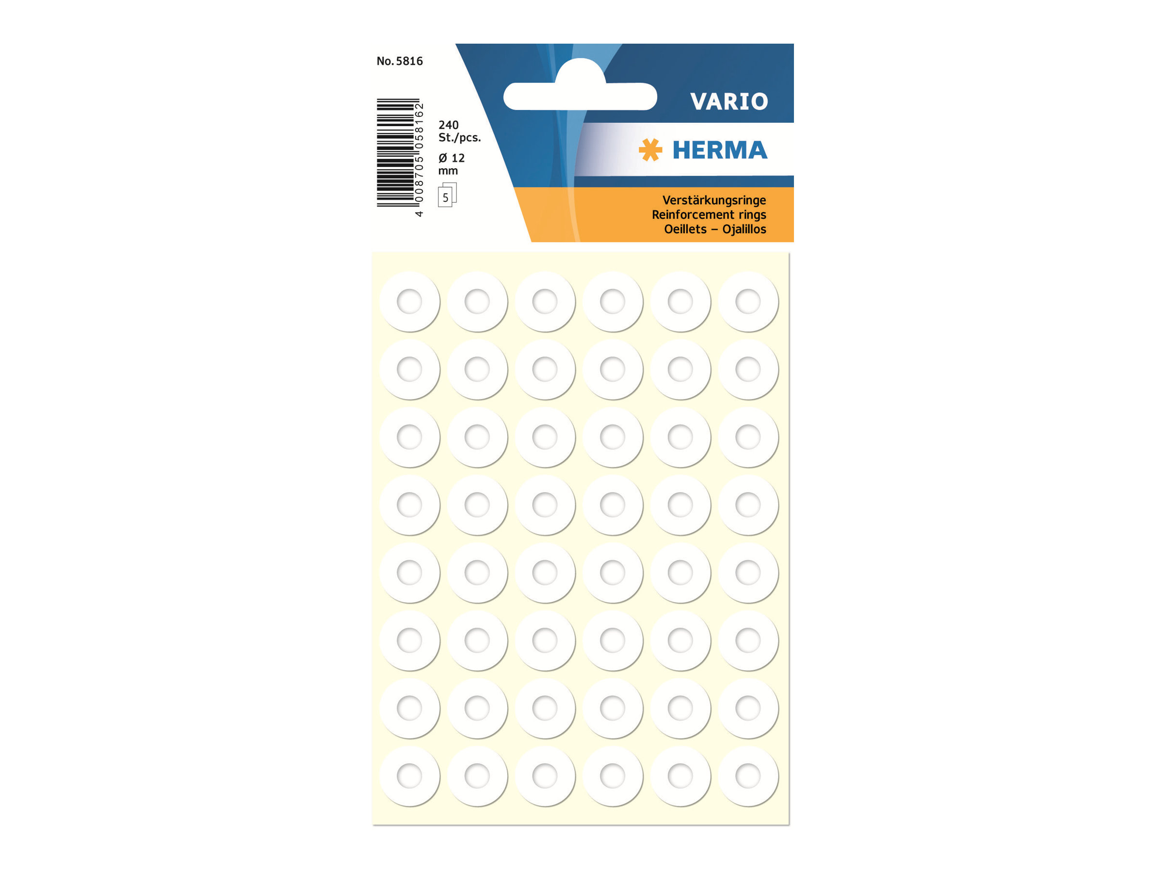 HERMA - Forstærkningsring - hvid (pakke med 240)