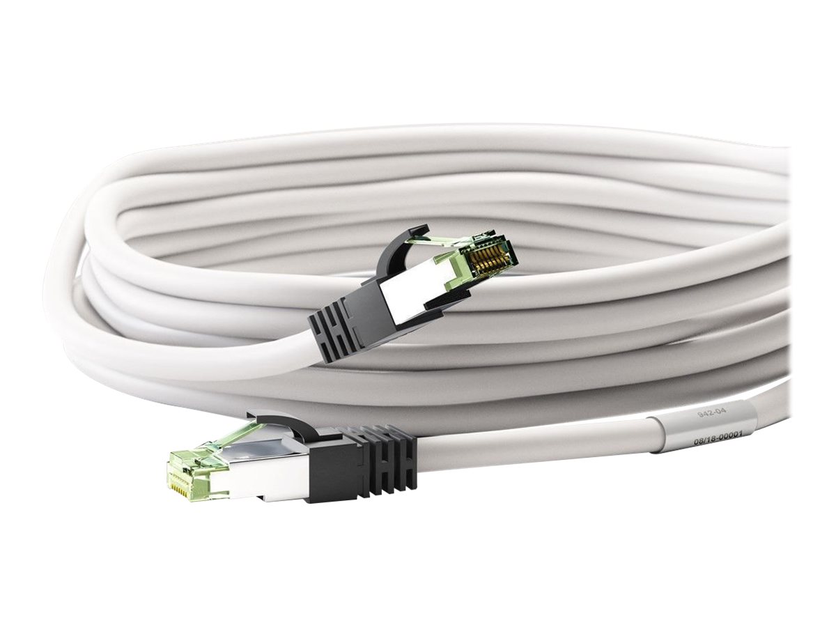 Goobay RJ45 (CAT 6A, 500 MHz) patchkabel med CAT 8.1 S/FTP råkabel, hvid 99,9 % iltfri kobberleder (OFC), AWG 24, halogenfri kabelkappe (LSZH), 20 m