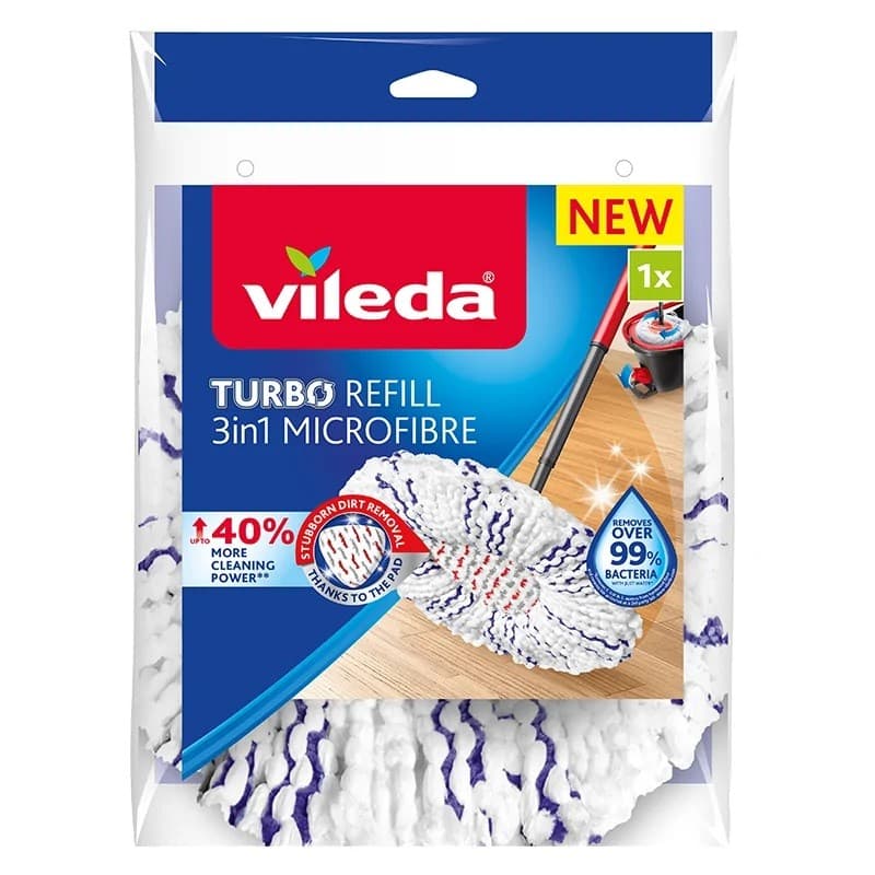 Mop Refill VILEDA TURBO 3in1 Microfiber 1 pc White