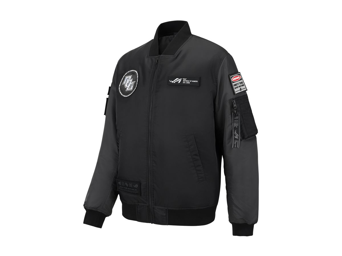 ASUS ROG COSMIC BOMBER JACKET - Regular Fit - Sort Grå Jakke - GEEKD.dk