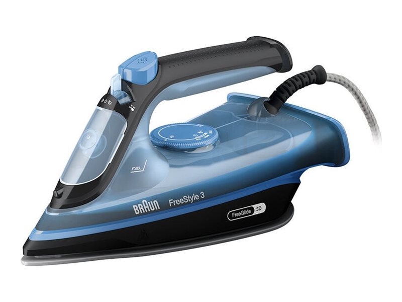 Braun FreeStyle 3 dampstrygejern FI3194BK - 2.400 W, blå/sort