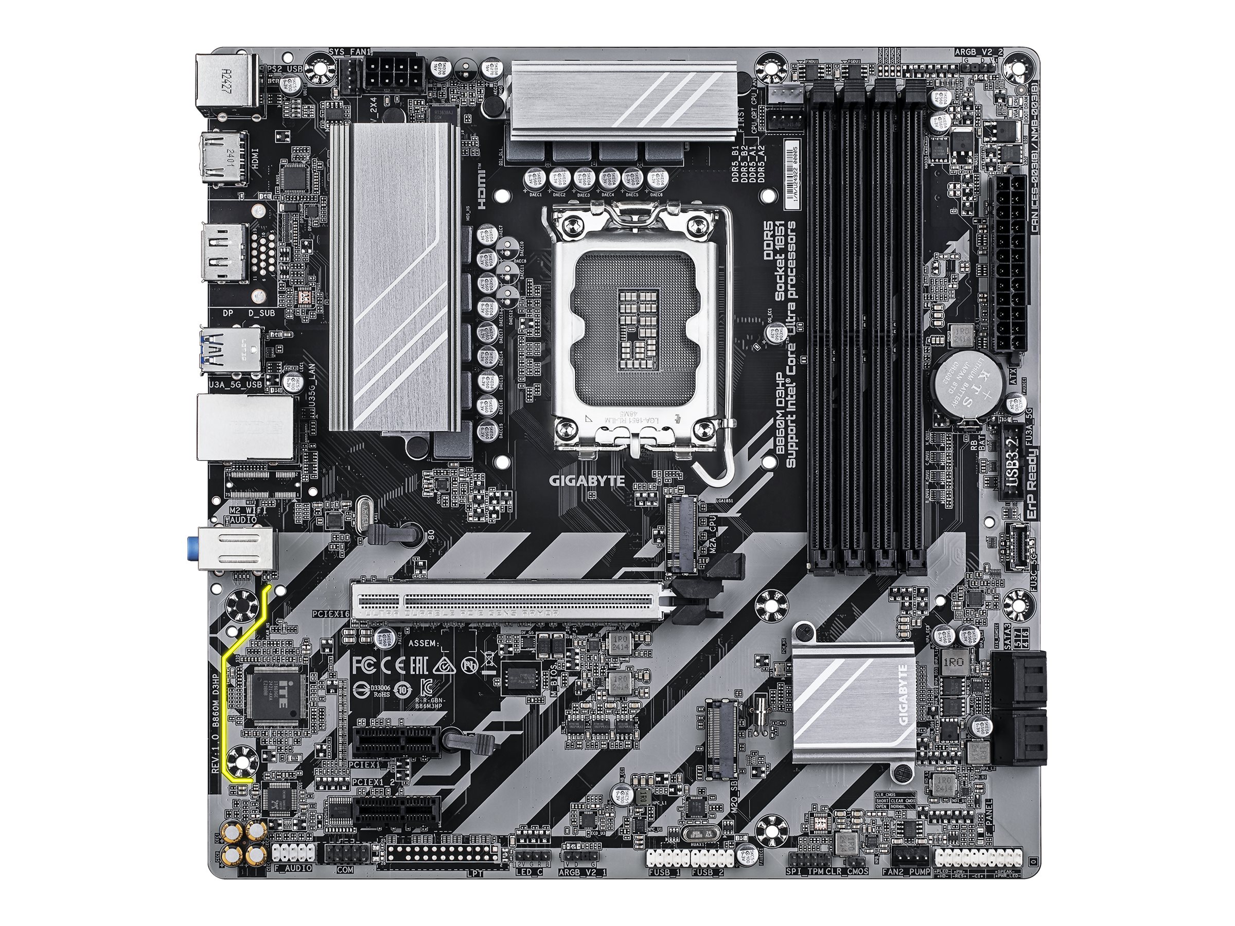 GIGABYTE B860M D3HP Bundkort - Intel B860 - Intel LGA1851 socket - DDR5 RAM - Micro-ATX