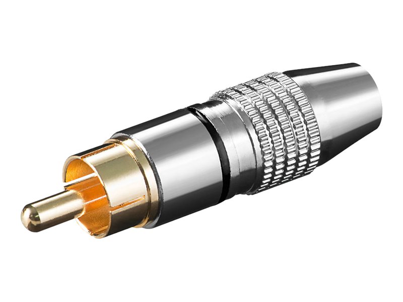 RCA(Phono) stik, han - Forgyldt m. sort ring (Ø6,5mm)