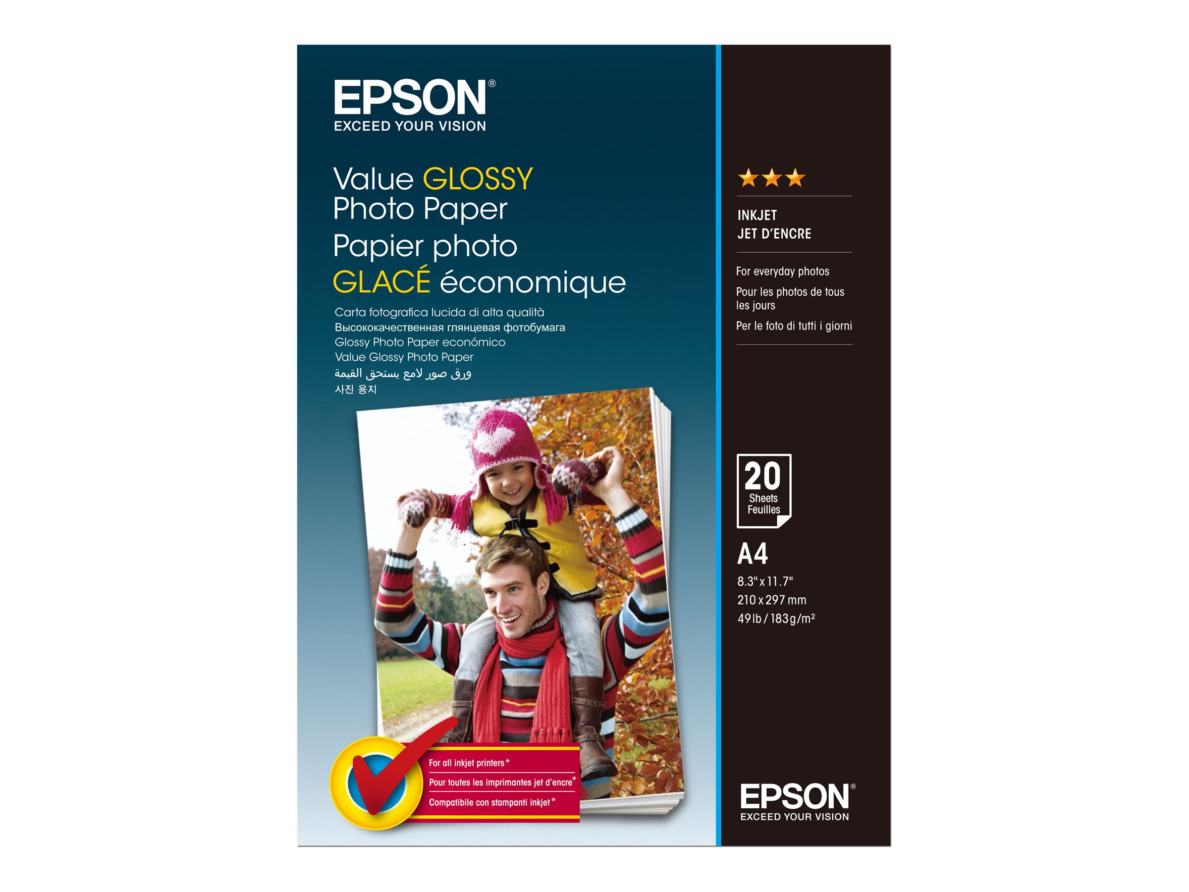 Epson Value - Glossy - A4 (210 x 297 mm) 183 g/m² - 20 sheet(s) photo paper