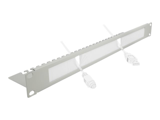 Delock Cable Management Brush Strip with Cable Support Plate Grå