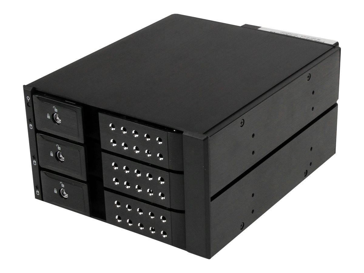 Startech 3-Bay Hot Swap Backplane for 3.5in SAS II/SATA III - 6 Gbps HDD - Aluminum Trayless Mobile Rack Backplane (HSB3SATSASBA) - Lagrings mobil rack - 2.5 - sort - for P/N: 25SAT35HDD, PEXMSATA3422, PEXMSATA343