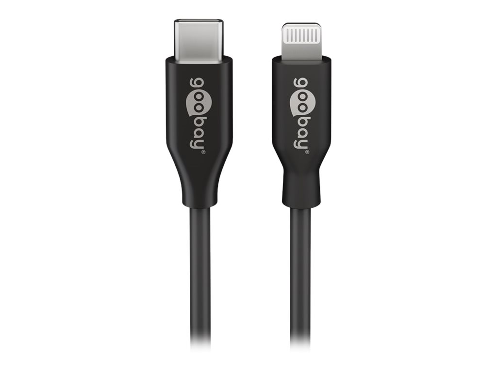 Goobay Lightning till USB-C™ laddnings- och synkroniseringskabel, 2 m, svart MFi-kabel för Apple iPhone/iPad