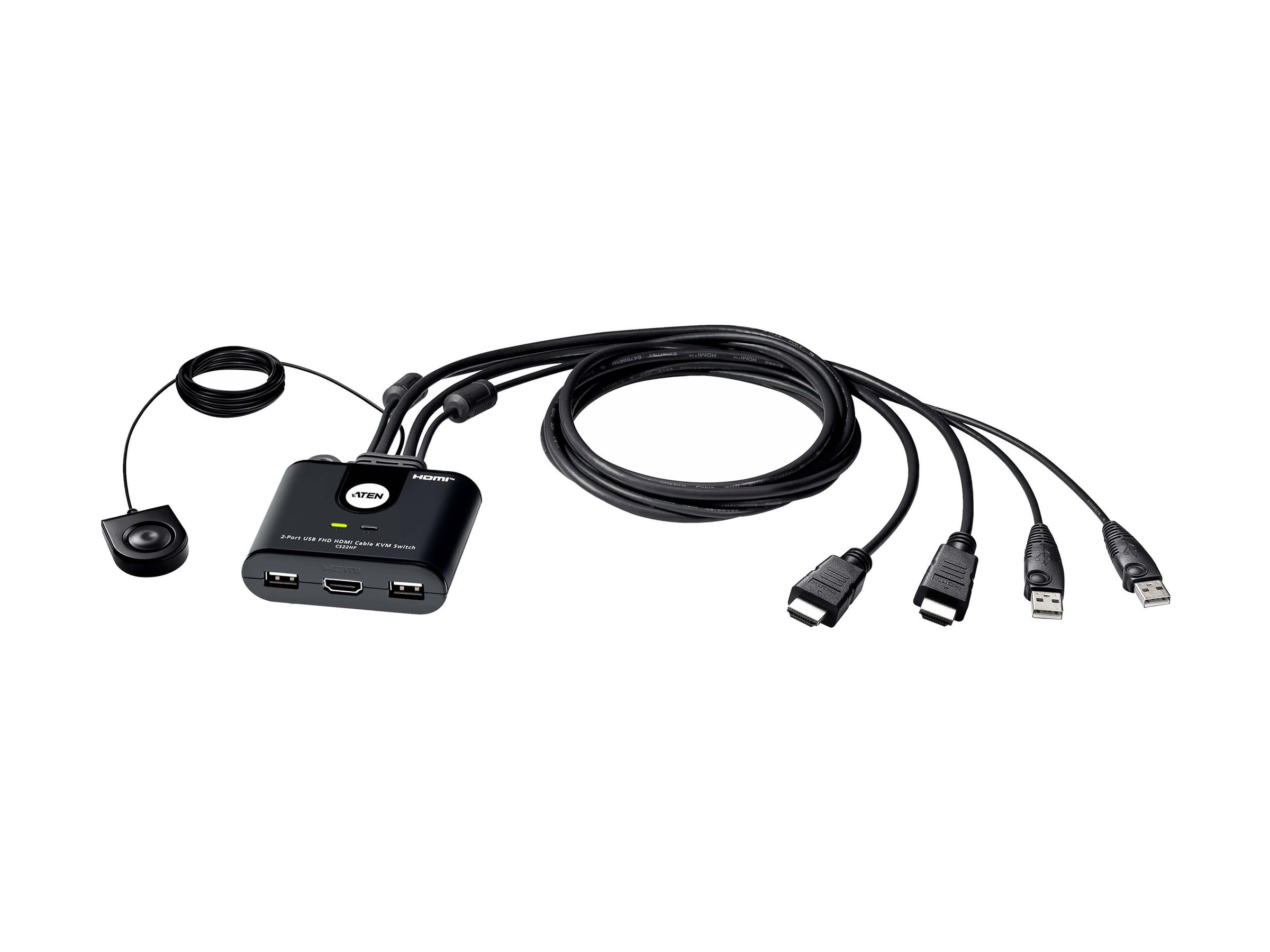 ATEN CS22HF - KVM / USB switch - 2 x KVM / USB - 1 lokalbruger - desktop