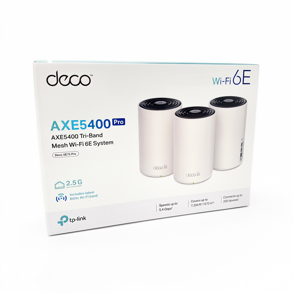 TP-Link Deco XE75 Pro AXE5400 Tri-Band Mesh WiFi 6E System (3-Pack) - Mesh router 802.11a/b/g/n/ac/ax (Wi-Fi 6E)