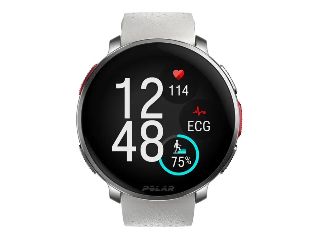 Polar Vantage V3 smartwatch - sølv, silikonerem hvid/orange