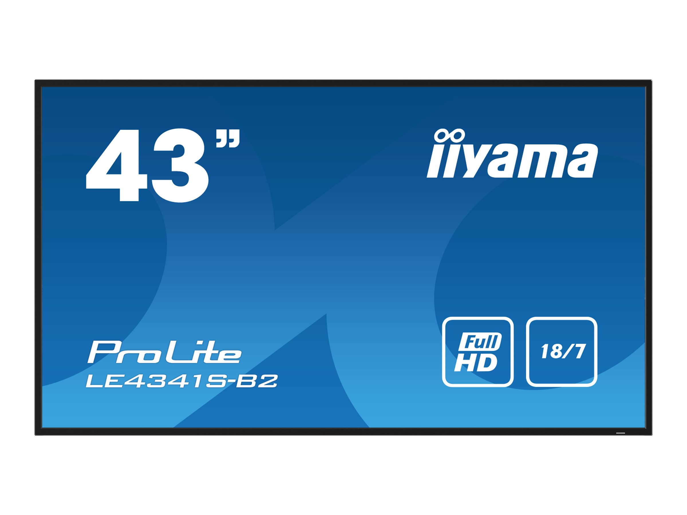 iiyama ProLite LE4341S-B2 - 43 Diagonal klasse (42.5 til at se) LED-bagbelyst LCD paneldisplay - digital skiltning - 1080p 1920 x 1080 - sort dyse med blank finish
