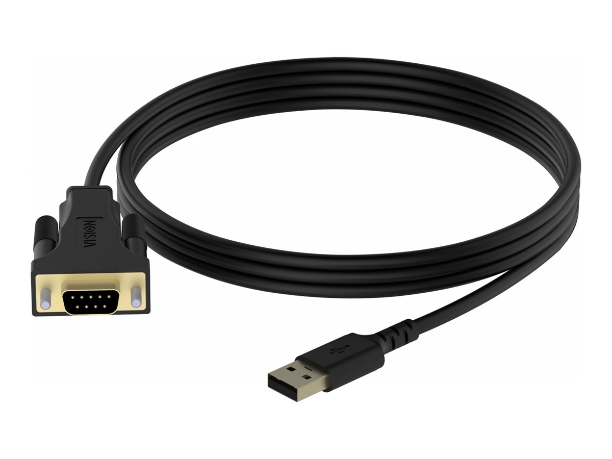 Vision USB 2.0 to 9-Pin RS-232 Serial Adapter Black