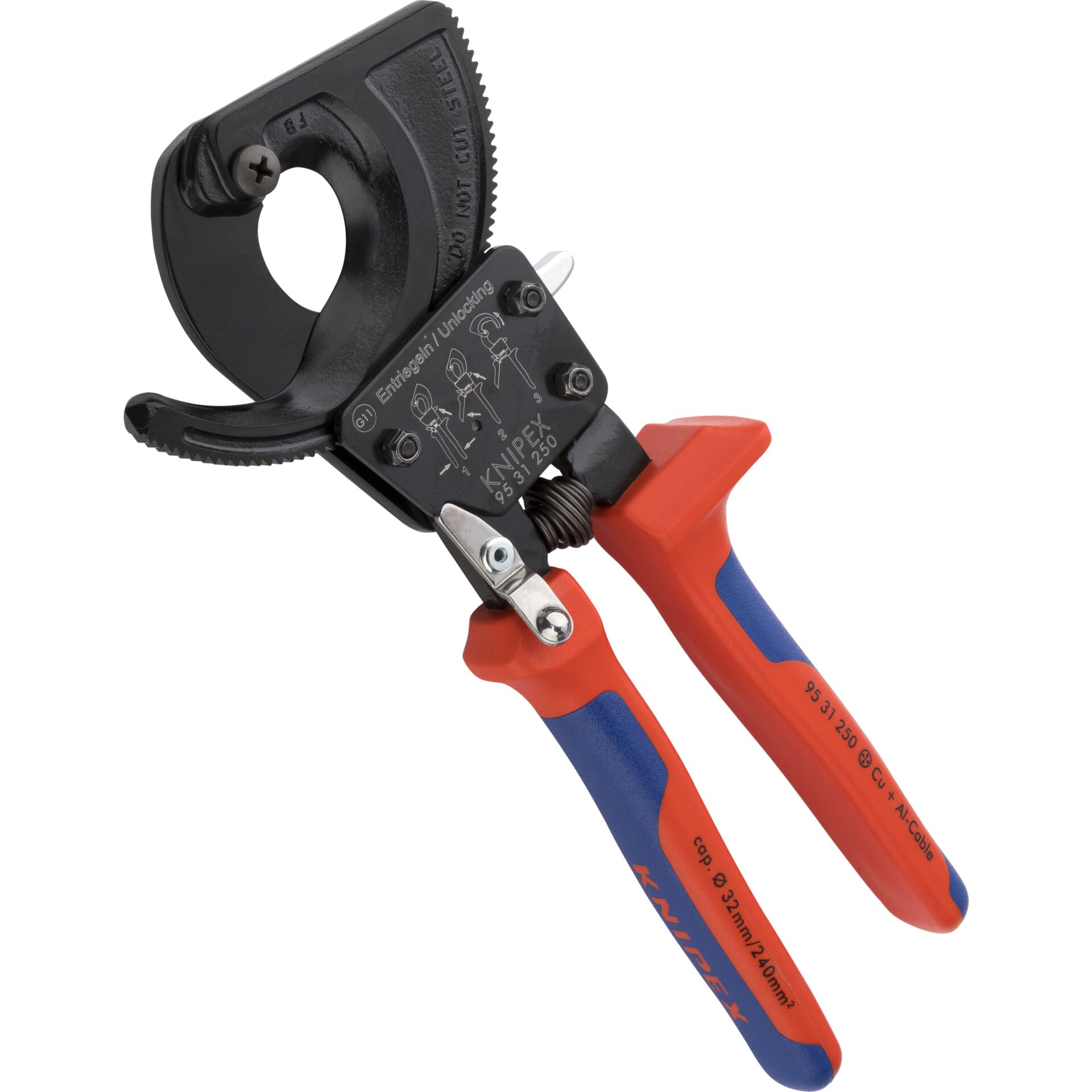 Knipex 95 31 250, Håndkabelskærer, Blå, Rød, Stål, Sort, Blå, Rød, 3,2 cm, REACH