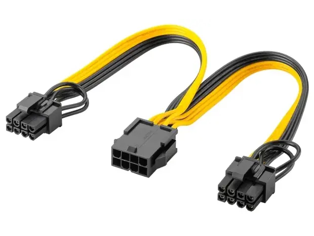 PCIe strønforsyningskabel - 8-Pin hun til Dual 6+2 han