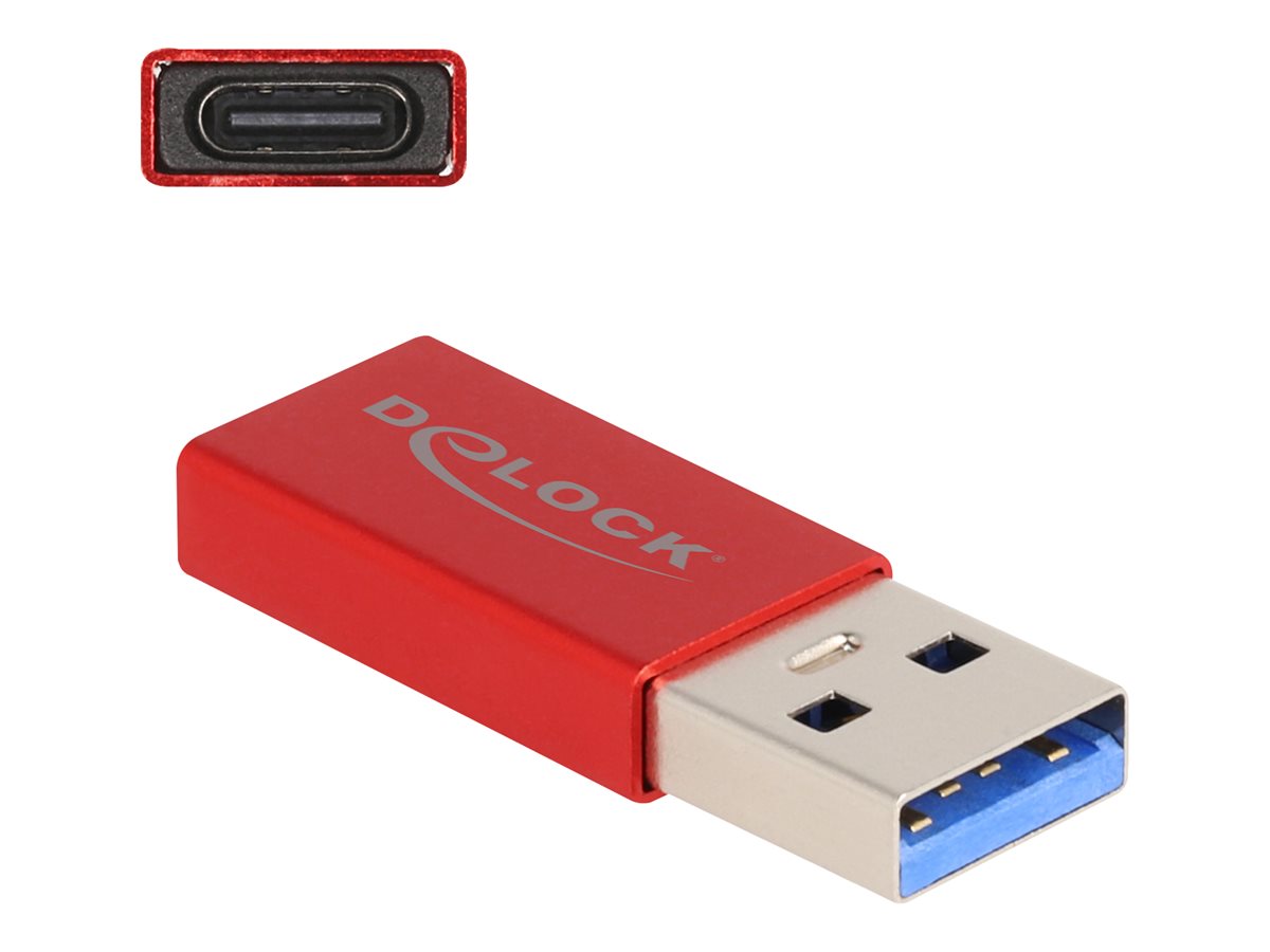 DeLOCK USB 10 Gbps USB Type-A male to USB Type-C active female red
