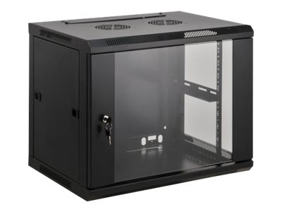 Intellinet Network Cabinet, Wall Mount (Standard), 20U, Usable Depth 500mm/Width 540mm, Black, Assembled, Max 60kg, Metal & Glass Door, Back Panel,