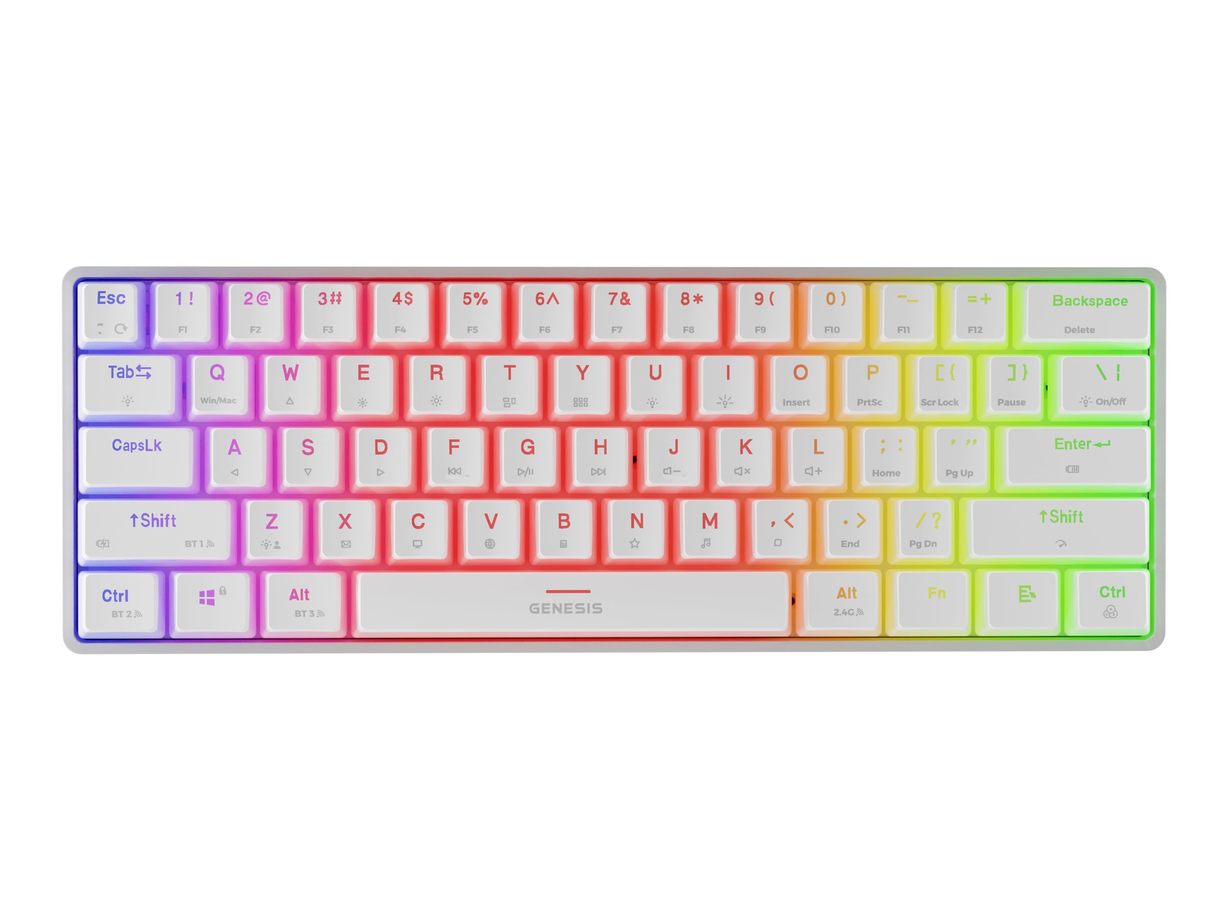 Gaming tastatur GENESIS Thor 660 G2 â trÃ¥dlÃ¸st, mekanisk, RGB, Gateron Brown, US, hvid