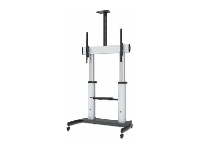 Manhattan TV & Monitor Mount, Trolley Stand, 1 screen, Screen Sizes: 60-100", Silver/Black, VESA 200x200 to 800x600mm, Max 100kg, Height adjustable