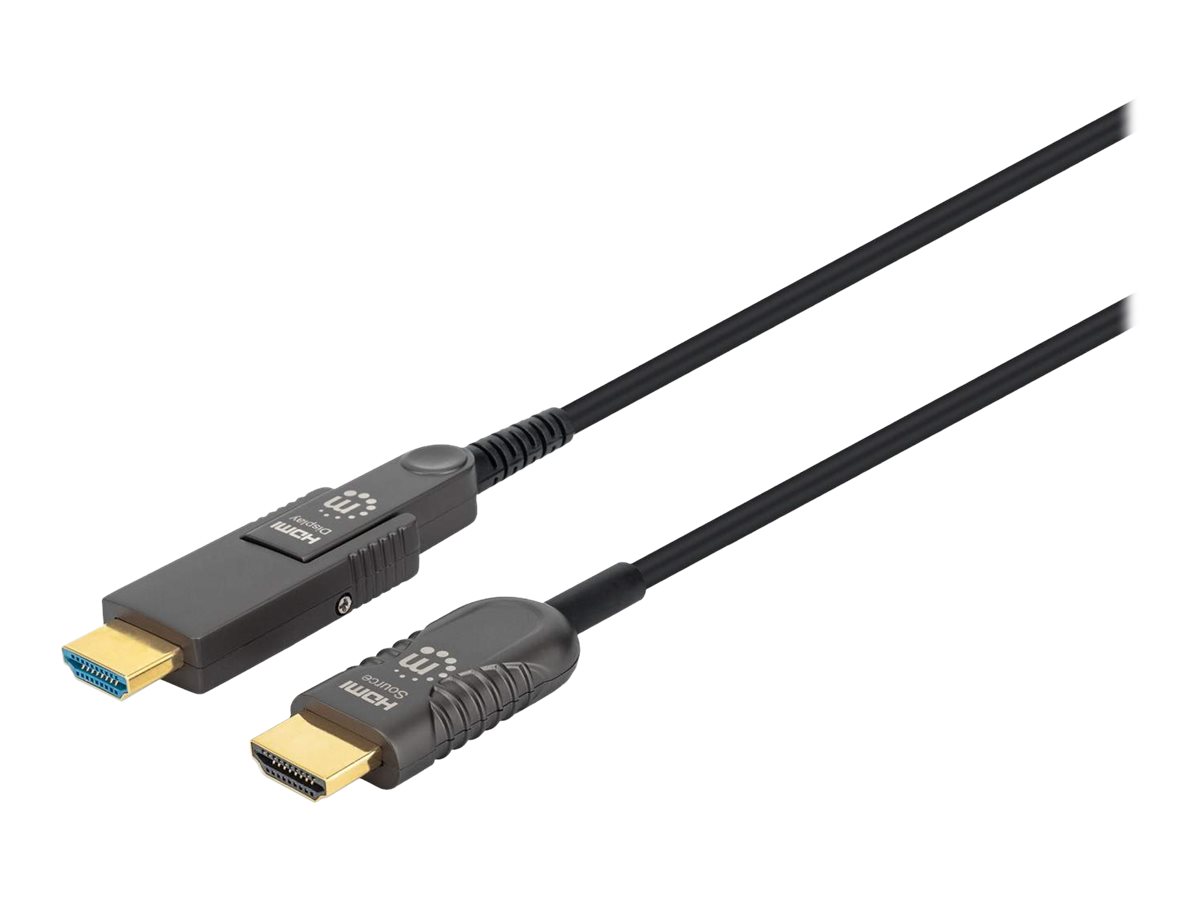 Manhattan HDMI to Micro HDMI Plenum-Rated Cable, 4K@60Hz (Premium High Speed), 30m, Active, Detachable HDMI Male (Type A), Male to Male, Black, Gold