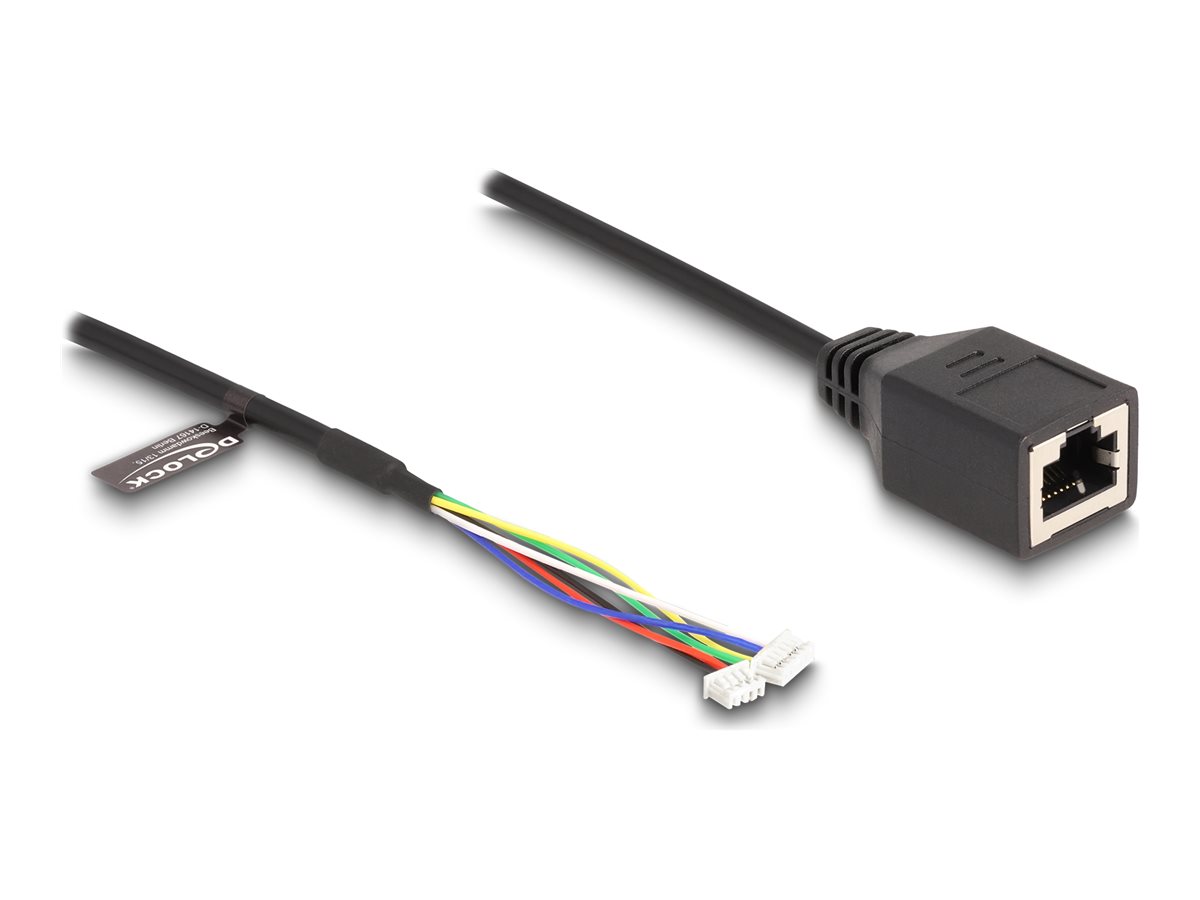 Delock - Kabel til netværksadapter - 6 pin samlestykke, 4 pin samlestykke (hun) til RJ-45 (hun) - 30 cm - 4 mm - CAT 5e - sort