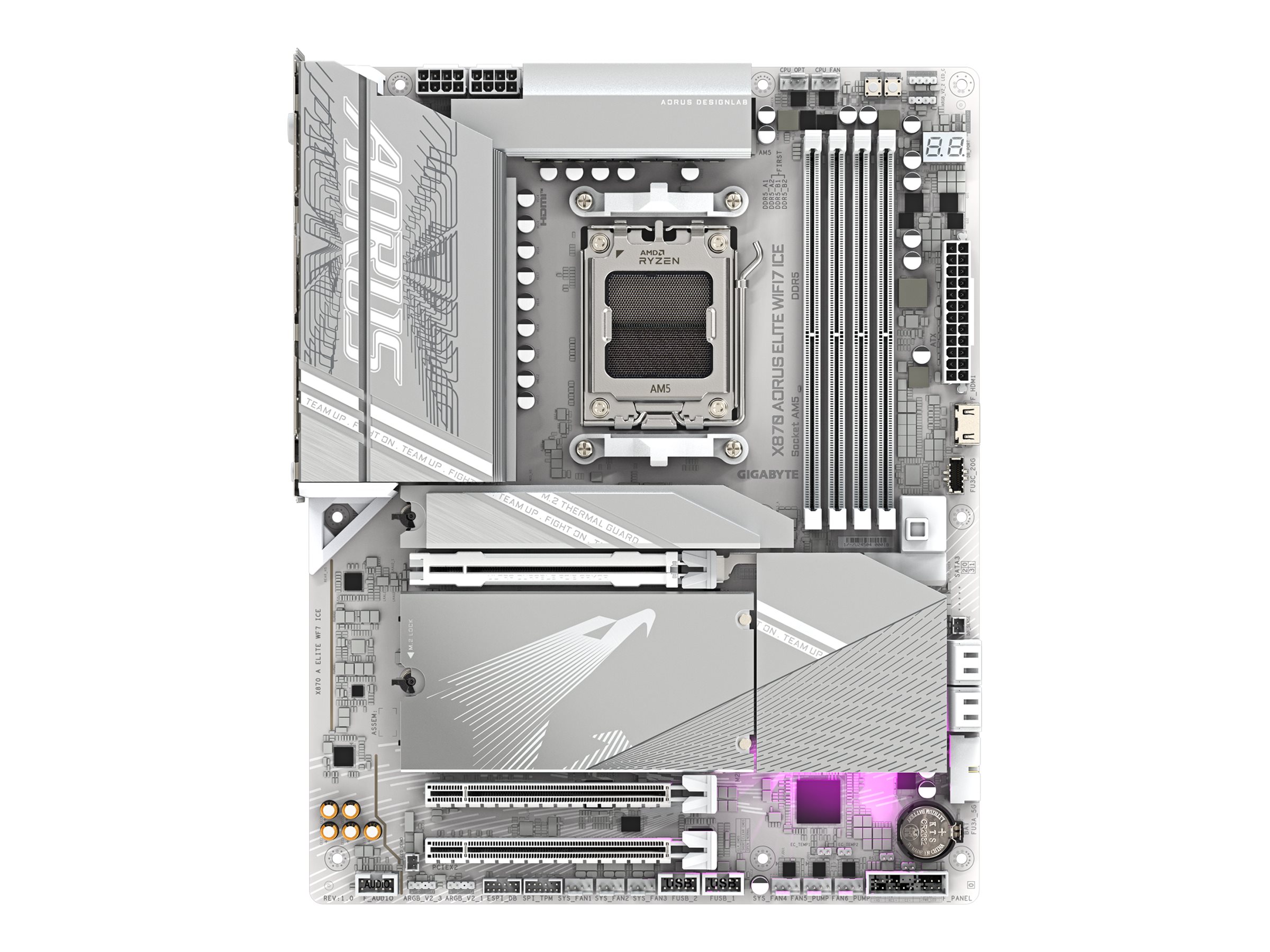 GIGABYTE X870 AORUS ELITE WIFI7 ICE Bundkort - AMD X870 - AMD AM5 socket - DDR5 RAM - ATX