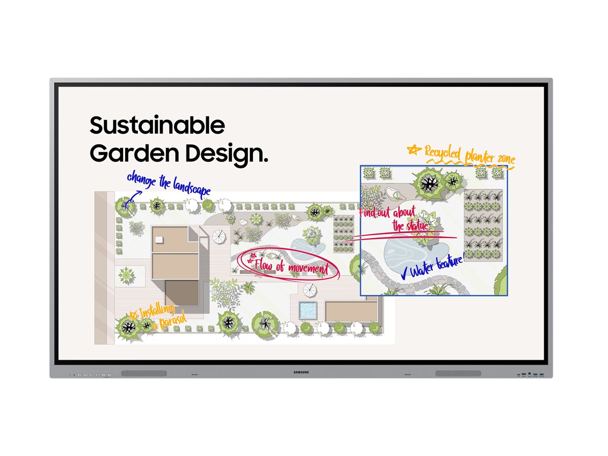 Samsung Interactive Display WE86FX - 86 Diagonal klasse WEFX Series LED-bagbelyst LCD paneldisplay - uddannelse/virksomhed - med indbygget interaktivt whiteboard, berøringsskærm (multi-berøring) - 4K UHD (2160p) 3840 x 2160