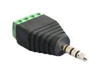 DeLOCK stereo adapter, 3,5mm stereo han til 4-pin terminalblock, sort/