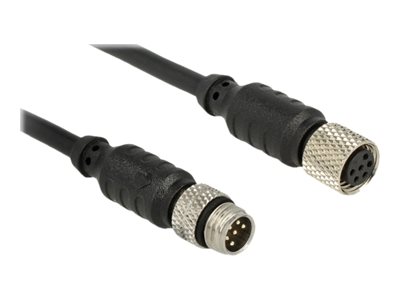 Delock - Sensorforlængerkabel - 6 pin M8 han til 6 pin M8 hun - 10 m - sort