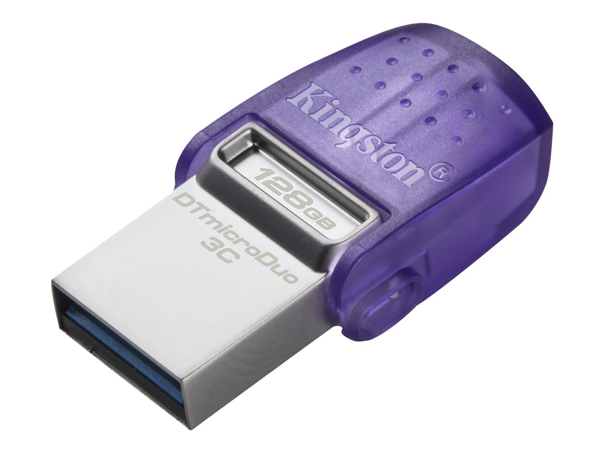 Kingston Technology Datatraveler 128 Gb Microduo 3c 200 Mb/s, Dobbelt Usb-a + Usb-c 128gb Usb-a / Usb-c Rustfrit Stål, Lilla