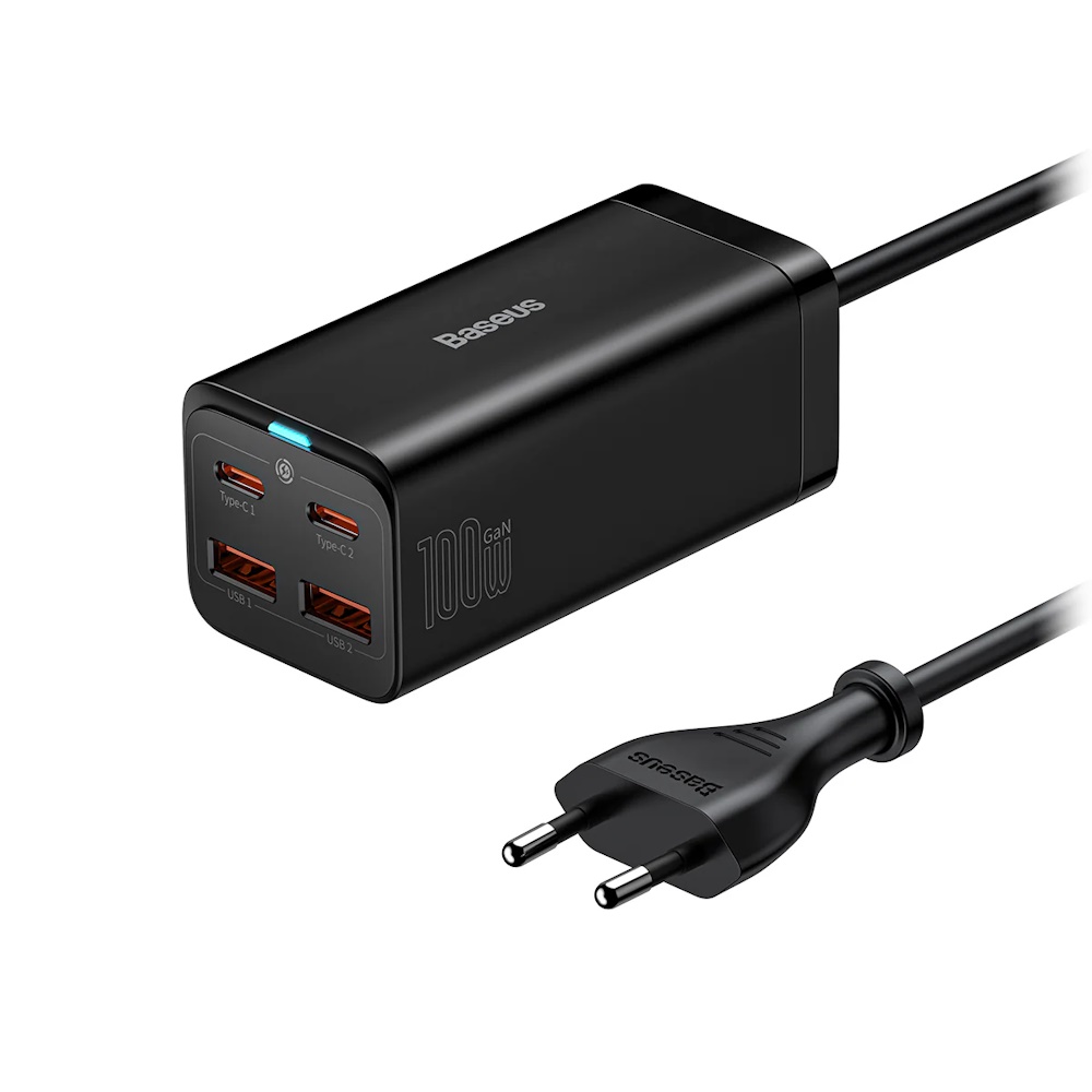 Baseus GaN3 Pro 4 Ports Desktop Charger 2xUSB-C + 2xUSB 100W - Black