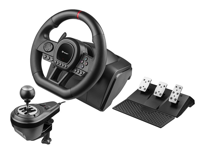 Tracer SimRacer - Sæt med rat, pedaler og håndtag til gearskifte - kablet - for PC, Sony PlayStation 3, Sony PlayStation 4, Microsoft Xbox 360, Microsoft Xbox One, Nintendo Switch
