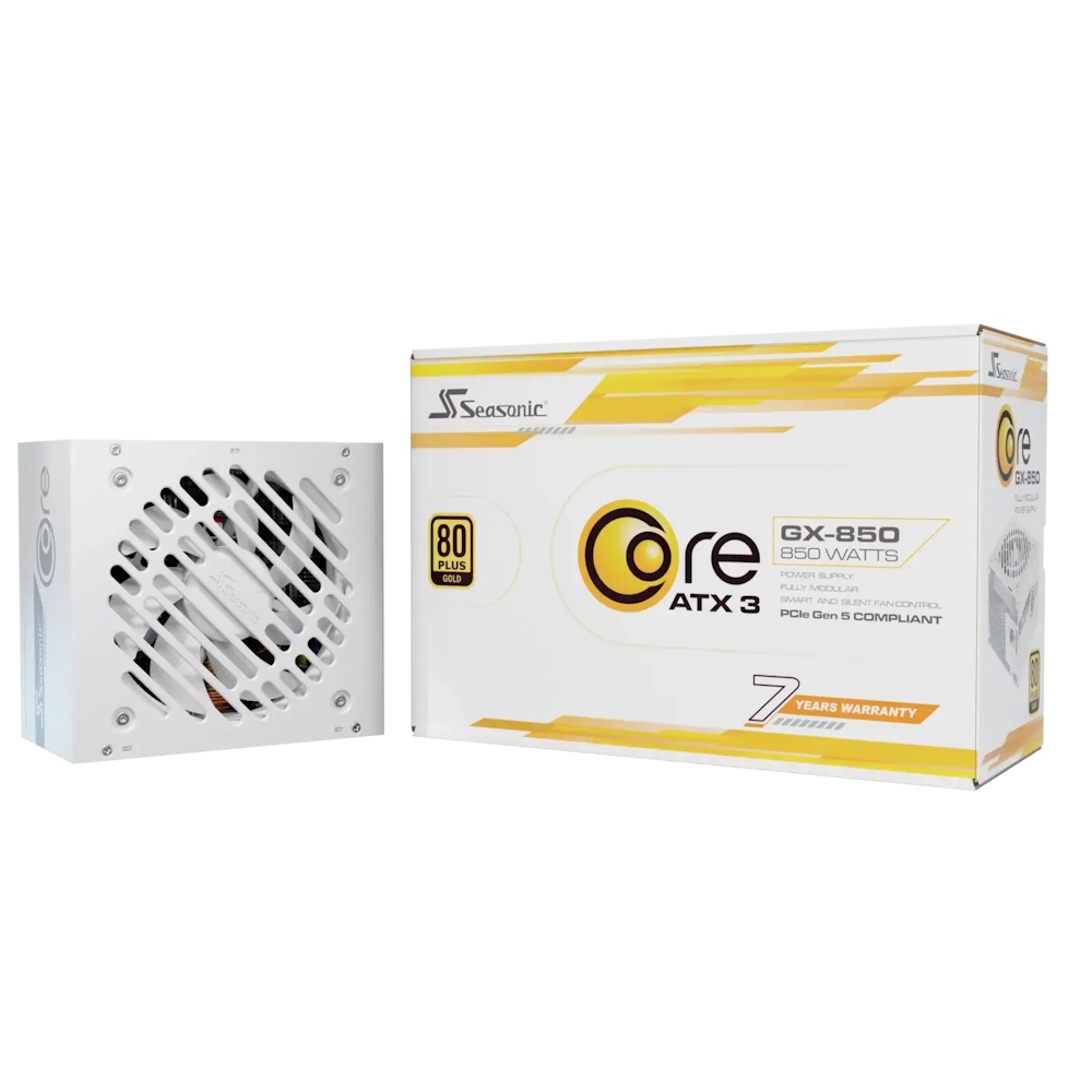 Seasonic Core GX 850 Watt ATX 3.1 80+ GOLD Fully Modular Strømforsyning Hvid