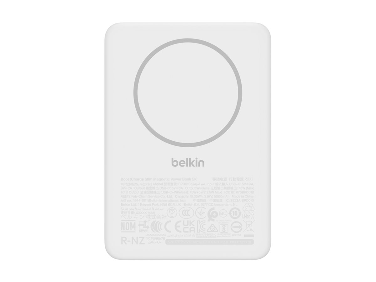 Belkin BoostCharge wireless power bank - slim - magnetic 24 pin USB-C - 15 Watt