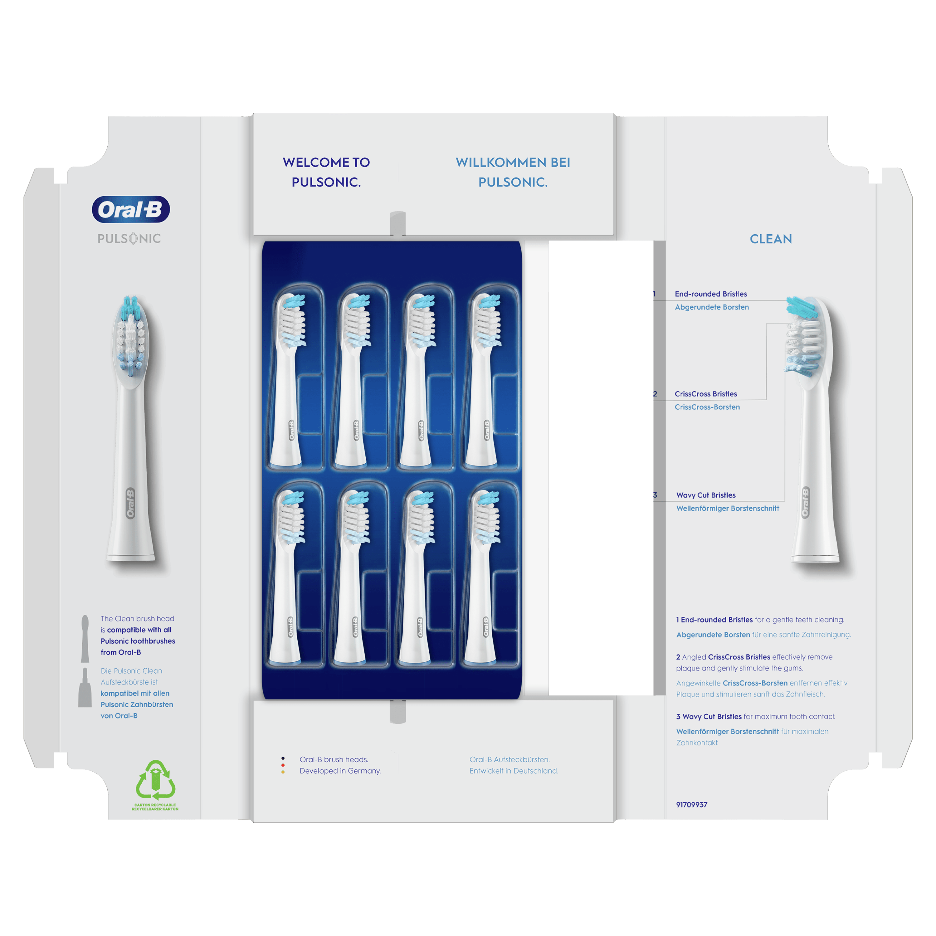 Oral-B Pulsonic Clean 81748491, 8 stk, Hvid, 3 måned(er), Tyskland, Oral-B, Pulsonic Sonic