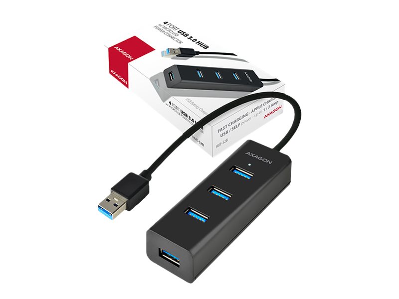 Axagon HUE-S2B, USB 3.2 Gen 1 (3.1 Gen 1) Type-A, USB 3.2 Gen 1 (3.1 Gen 1) Type-A, 5000 Mbit/s, Sort, Plast, 0,3 m