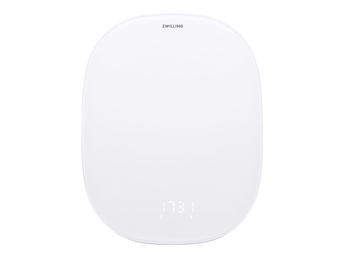 ZWILLING Enfinigy, Elektronisk køkkenvægt, 10 kg, 1 g, Sølv, Hvid, Plast, Glas